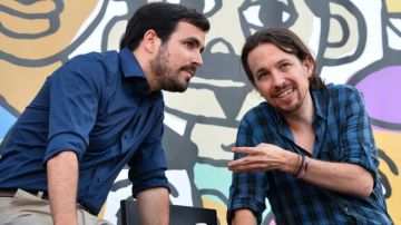 La alianza entre la Izquierda Unida de Alberto Garzón (izquierda) y Podemos de Pablo Iglesias es la principal novedad de las elecciones.