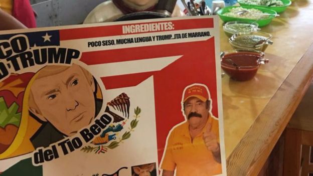  Cartel para anunciar el taco Donald Trump hecho en México