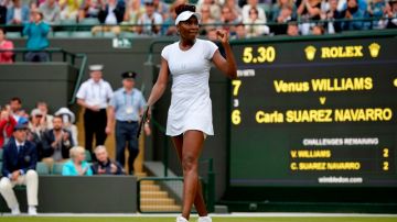 Venus Williams avanzó a cuartos de Wimbledon tras vencer a Suárez.