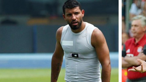 Sergio Agüero y Pep Guardiola
