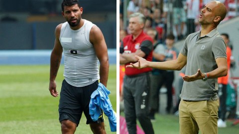 Sergio Agüero y Pep Guardiola
