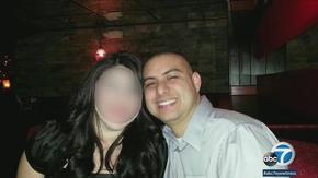 Maria con su exnovio, el agente del Sheriff Alejandro Flores, a quien acusa de prenderle fuego durante un ataque domestico. /ABC 7