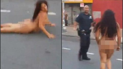 La exhibicionista fue arrestada.
