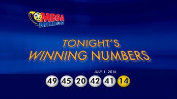 Los números ganadores de Mega Millions del sorteo del 1ro. de julio de 2016.