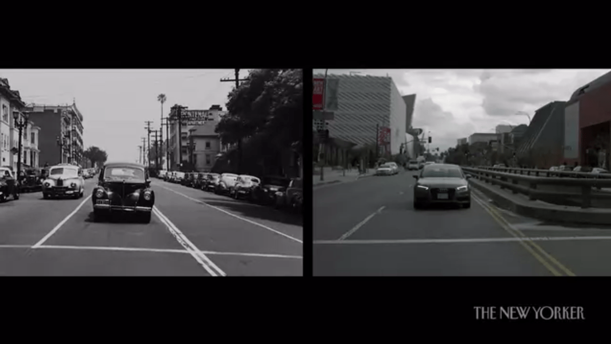 El video muestra imágenes de Los Ángeles en 1940, en comparación con ahora.