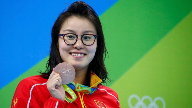 Fu Yuanhi ganó la medalla de bronce en la categoría de 100 metros espalda el pasado lunes.