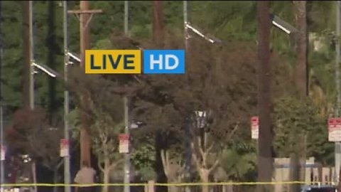 El sospechoso es descrito como un afroamericano de 55 años que se cree es desamparado. Fue llevado a un hospital y se espera que sobreviva./ ABC7