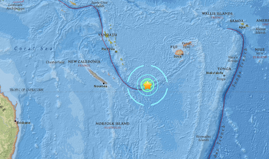 El sismo ocurrió en el mar a 320 millas al SE de Vanuatu-