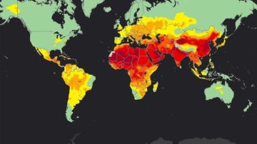 Las zonas más afectadas por la contaminación del aire en rojo. Las verdes son las que cumplen con los parámetros de la OMS.