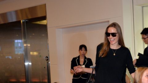 Brad Pitt y Angelina Jolie con sus hijos.