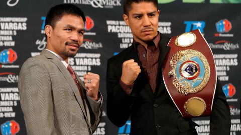 Pacquiao y Vargas en una conferencia de prensa para promocionar su combate.