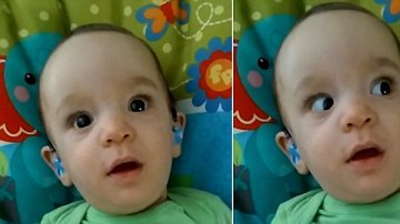 Las expresiones de este bebé cuando escucha por primera vez.
