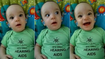 Las expresiones de este bebé cuando escucha por primera vez.
