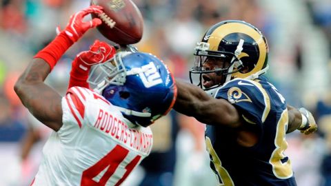 La defensa de los Giants estuvo implacable con los Rams en el estadio Twickenham de Londres.