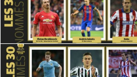 Los primeros 15 postulados al Balón de Oro 2016.