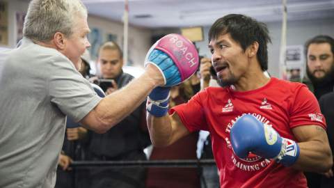 Roach yPacquiao en el Wild Card Boxing Club de Hollywood, California.