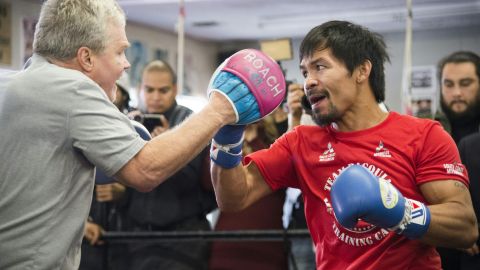 Roach yPacquiao en el Wild Card Boxing Club de Hollywood, California.