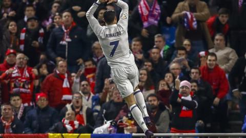 Así celebró CR7 el primer gol del partido.