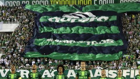 La última foto del Chapecoense en la Arena Condá de Chapeco, el día de su partido ante San Lorenzo.