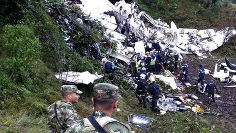 Los restos del avion del Chapecoense