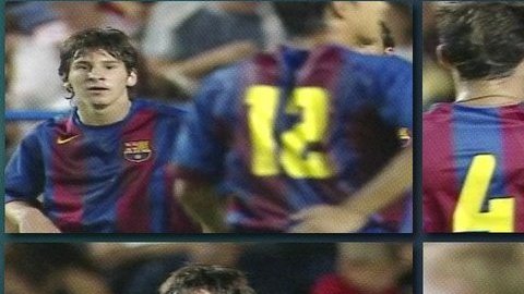 Imágenes del festejo del primer gol de Messi con el Barcelona.