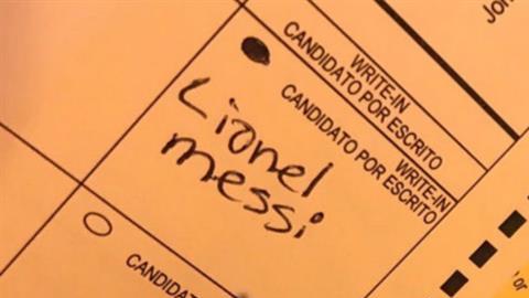 Messi, en una de las boletas de las elecciones de Estados Unidos.