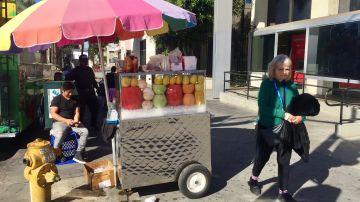 Los vendedores de frutas son objeto de robo de salario en Los Ángeles. Les pagan entre 45 y 50 dólares por jornadas de más 10 horas. (Araceli Martínez/La Opinión).