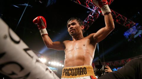 Manny Pacquiao festeja su victoria sobre Tim Bradley.