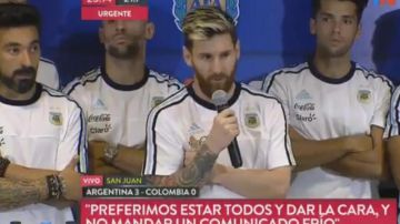 Lionel Messi fue el portavoz del corte de comunicación de la albiceleste con los medios.