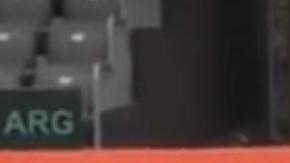 Guillermo Salatino cruzando la cancha de rodillas en Zagreb.