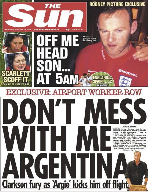Wayne Rooney ebrio portada The Sun