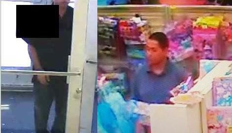 Dos imágenes del sospechoso captadas en las cámaras de seguridad de la tienda donde cometió los crímenes.