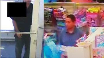Dos imágenes del sospechoso captadas en las cámaras de seguridad de la tienda donde cometió los crímenes.