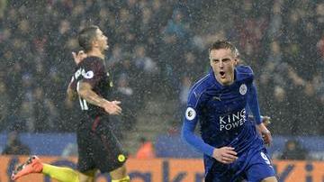 Jamie Vardy celebra un gol durante el partido de la Premier League que jugaron Leicester City y Manchester City en el King Power Stadium de Londres.