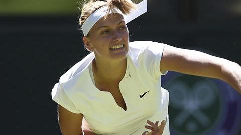 Petra Kvitova durante un partido en Wimbledon en Londres en 2015.