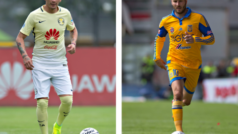 Rubens Sambueza del América y Gignac de Tigres.