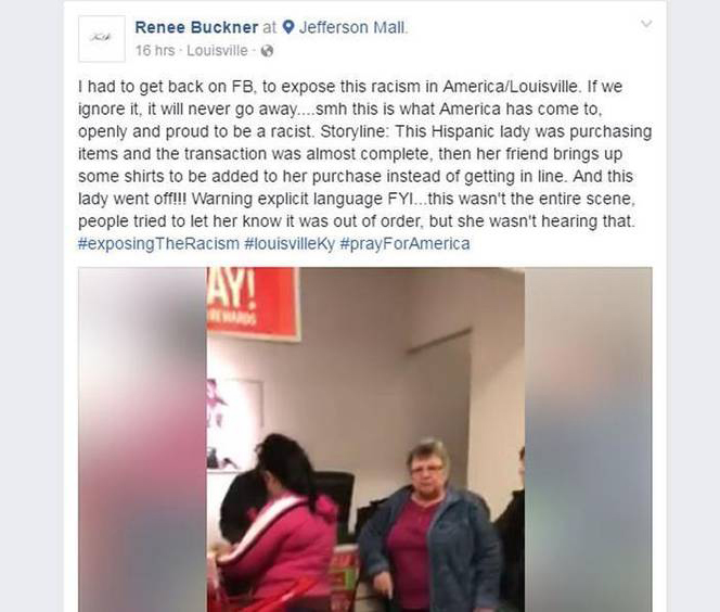 Una captura de pantalla de la publicación de Renee Buckner en Facebook.