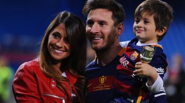 Antonella, Messi y su hijo Thiago.