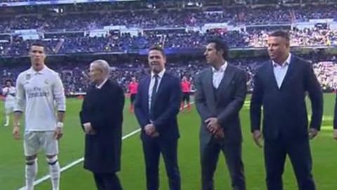 Cristiano, Gento, Owen, Figo, Ronaldo y Zidane, glorias del pasado y el presente del Madrid.