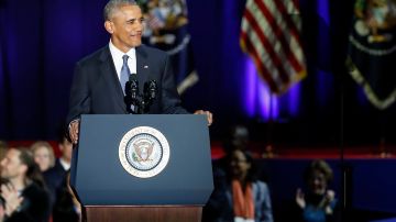 El presidente de EEUU, Barack Obama, durante su discurso de despedida como mandatario.