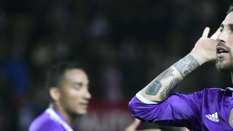 Sergio Ramos y su polémico festejo en el Sánchez Pizjuán.