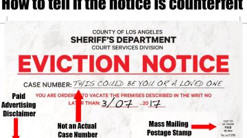 El LASD compartió una imagen ayudando a identificar los falsos avisos de desahucio.