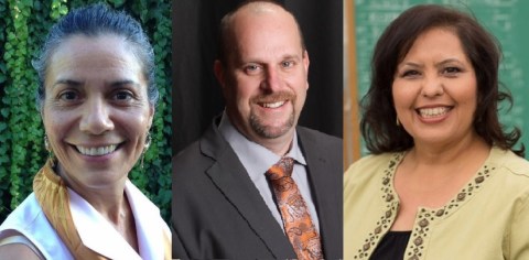 Lisa Alva (izq.), Carl Petersen y Mónica García se la juegan por la silla del Distrito 2 del LAUSD.