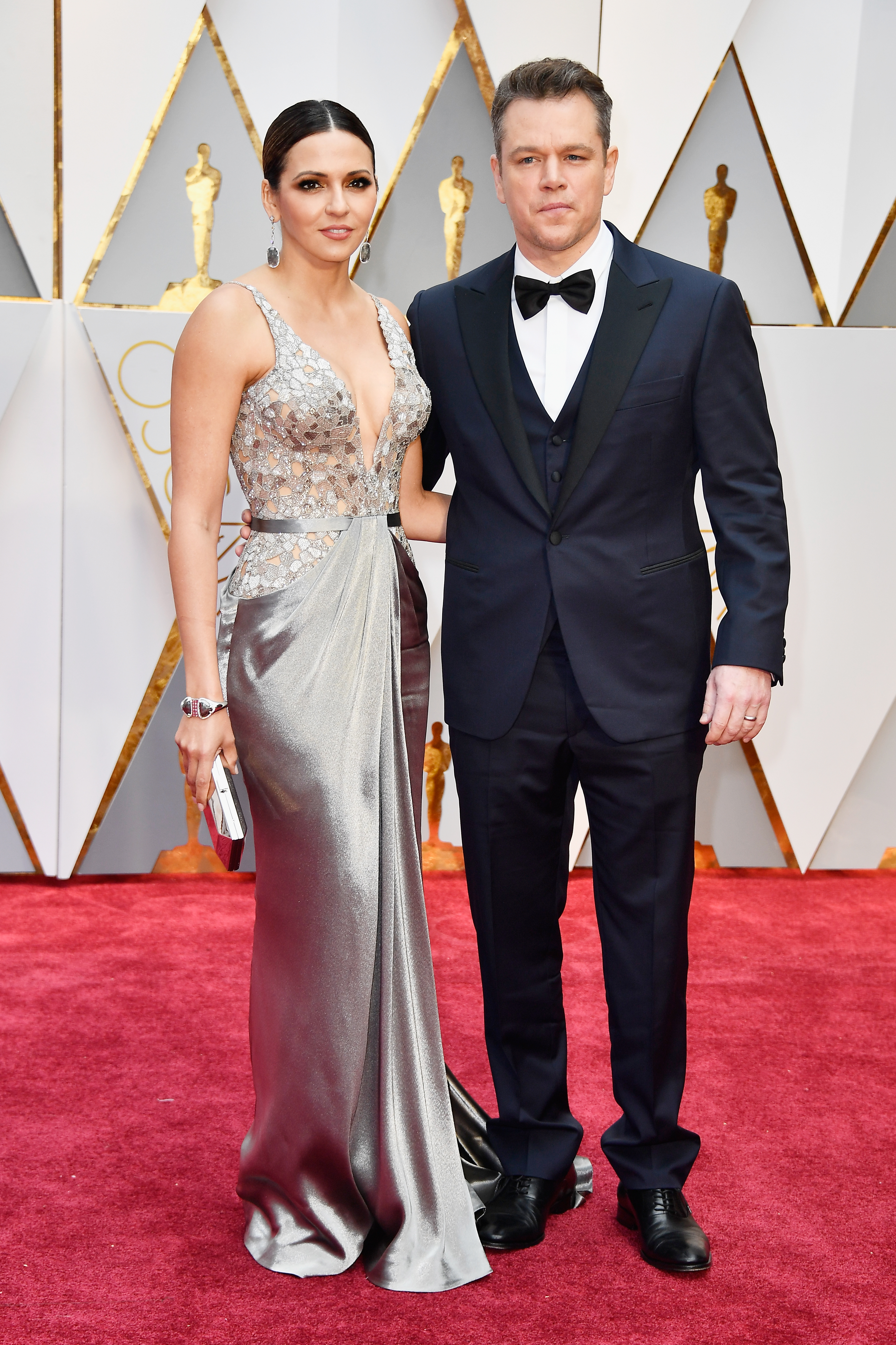 Matt Damon y Luciana Barroso en los Premios Oscar 2017