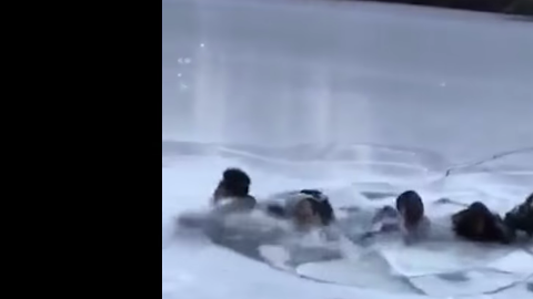 Jóvenes caen en un lago de Central Park.