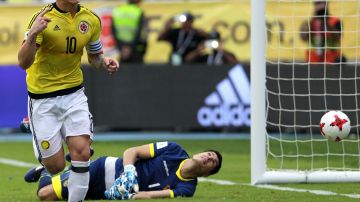 James Rodríguez consiguió el único gol del partido que le dio el triunfo a Colombia.