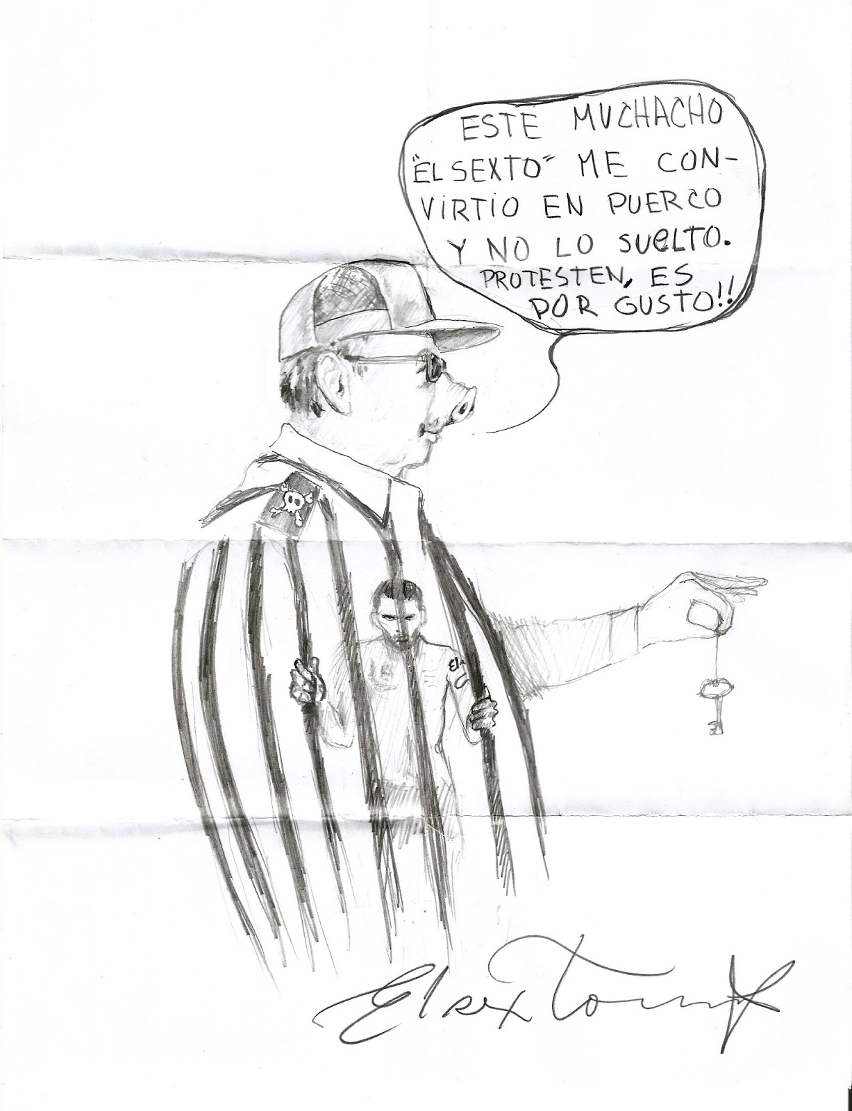 Dibujos de "El Sexto" en la prisión de Valle Grande. Cortesía de Danilo Maldonado