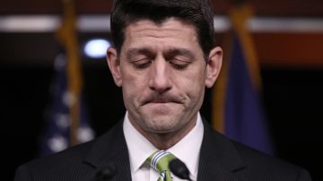 Paul Ryan en la rueda de prensa después que la propuesta de Ley de salud republicana 'American Health Care Act' (AHCA) fuera retirada del Congreso. Getty Images