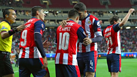 Zapopan, Jalisco, 15 de marzo de 2017. Javier Eduardo López en festejo de gol, durante el partido correspondiente a los Cuartos de Final del torneo Clausura 2017 de la Copa Corona MX, entre las Chivas Rayadas del Guadalajara y los Bravos de Juárez, celebrado en el estadio Chivas. Foto: Imago7/Jorge Barajas