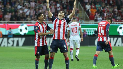 Pulido en gran festejo tras anotar un golazo al Veracruz.